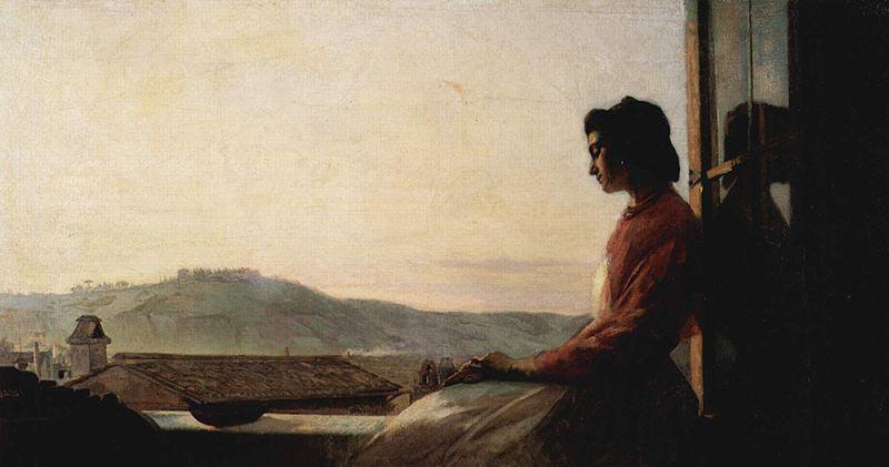 Pavel Chistyakov Giovannina, auf dem Fensterbrett sitzend Sweden oil painting art